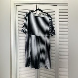 ASOS navy and white striped dress